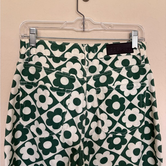 Pac Sun Green & White Retro Floral Button Fly Jeans Size 28 | - Picture 3 of 8